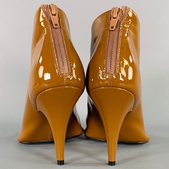PHOEBE PHILO Size 7.5 Camel Patent Leather Square Toe Boots - Picture 3 of 9